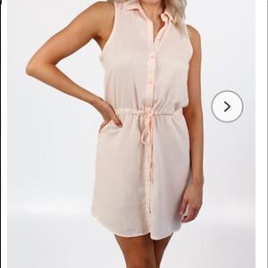 NEW CLOTH & STONE ANTHROPOLOGIE Swing Hem Buttons Down Drawstring Dress.Size L